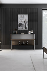 Dressoirs - Modern Dressoir Walnoot Luxe 120x80x30 - Zilver Frame - Eén Vak - Dimehouse