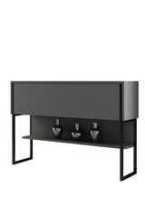 Dressoirs - Modern Dressoir Antraciet Luxe 120x80x30 - Zwart Frame - Eén Vak - Dimehouse