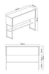 Dressoirs - Modern Dressoir Antraciet Luxe 120x80x30 - Zwart Frame - Eén Vak - Dimehouse