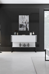 Dressoirs - Modern Dressoir Wit Luxe 120x80x30 - Zwart Frame - Eén Vak - Dimehouse
