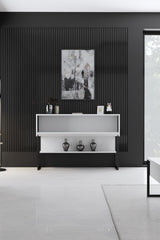 Dressoirs - Modern Dressoir Wit Luxe 120x80x30 - Zwart Frame - Eén Vak - Dimehouse