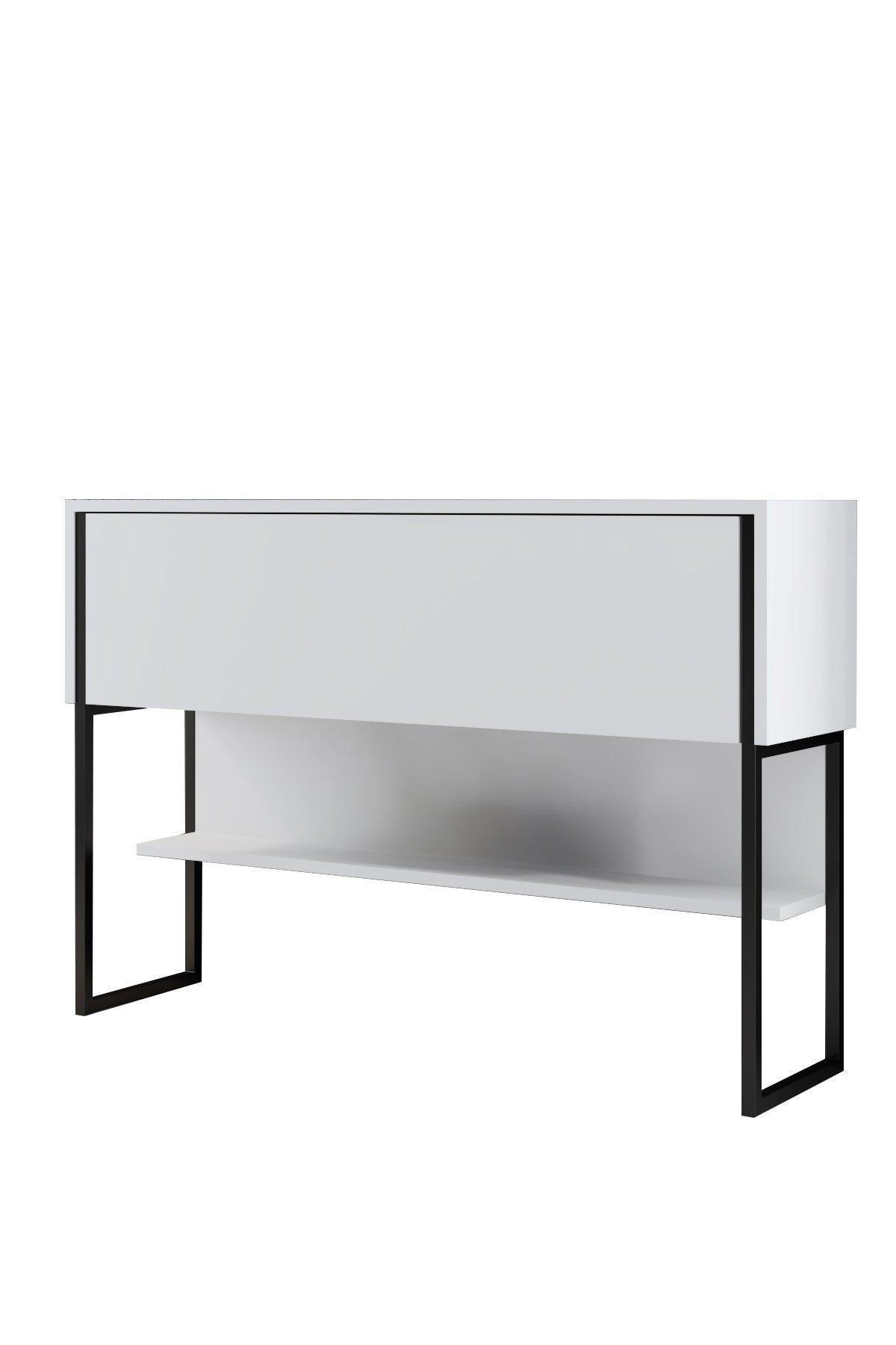 Dressoirs - Modern Dressoir Wit Luxe 120x80x30 - Zwart Frame - Eén Vak - Dimehouse