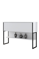 Dressoirs - Modern Dressoir Wit Luxe 120x80x30 - Zwart Frame - Eén Vak - Dimehouse