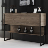 Dressoirs - Modern Dressoir Walnoot Luxe 120x80x30 - Zwart Frame - Eén Vak - Dimehouse
