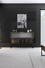 Dressoirs - Modern Dressoir Walnoot Luxe 120x80x30 - Zwart Frame - Eén Vak - Dimehouse