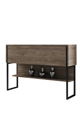 Dressoirs - Modern Dressoir Walnoot Luxe 120x80x30 - Zwart Frame - Eén Vak - Dimehouse