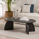 Melina Couchtisch oval aus Holz schwarz 120 cm Melaminbeschichteter Holzverbundstoff