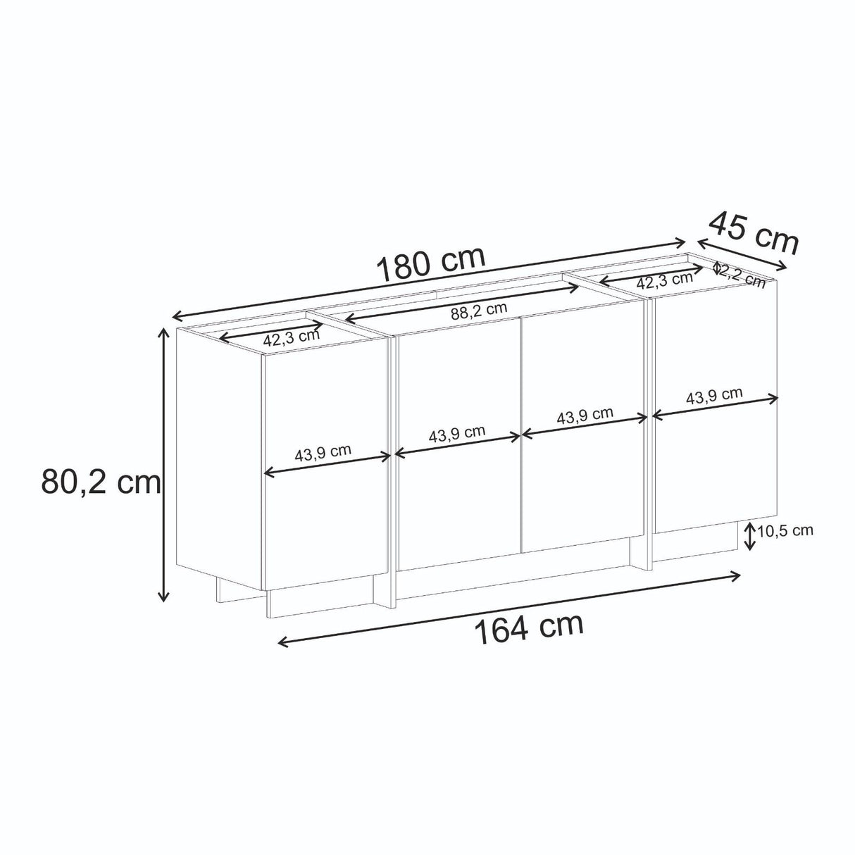 Dorma Konsolentisch Travertinoptik 180 cm Melaminbeschichtetes Holz