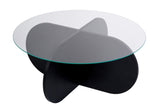 Salontafels - Ronde salontafel Aris zwart melamine en transparant glas 75 cm - Dimehouse