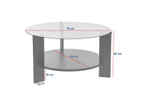 Salontafels - Ronde salontafel eiken melamine transparant glas Ø75 cm - Cairo - Dimehouse