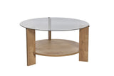 Salontafels - Ronde salontafel eiken melamine rookglas Ø75 cm - Cairo - Dimehouse