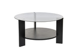 Salontafels - Ronde salontafel zwart melamine rookglas Ø75 cm - Cairo - Dimehouse