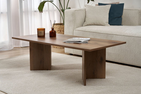 Salontafels - Rechthoekige salontafel walnoot melamine Sabin 119x60 cm - Dimehouse