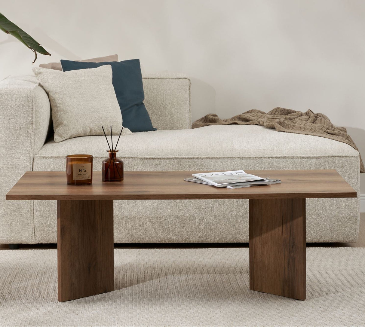 Salontafels - Rechthoekige salontafel walnoot melamine Sabin 119x60 cm - Dimehouse