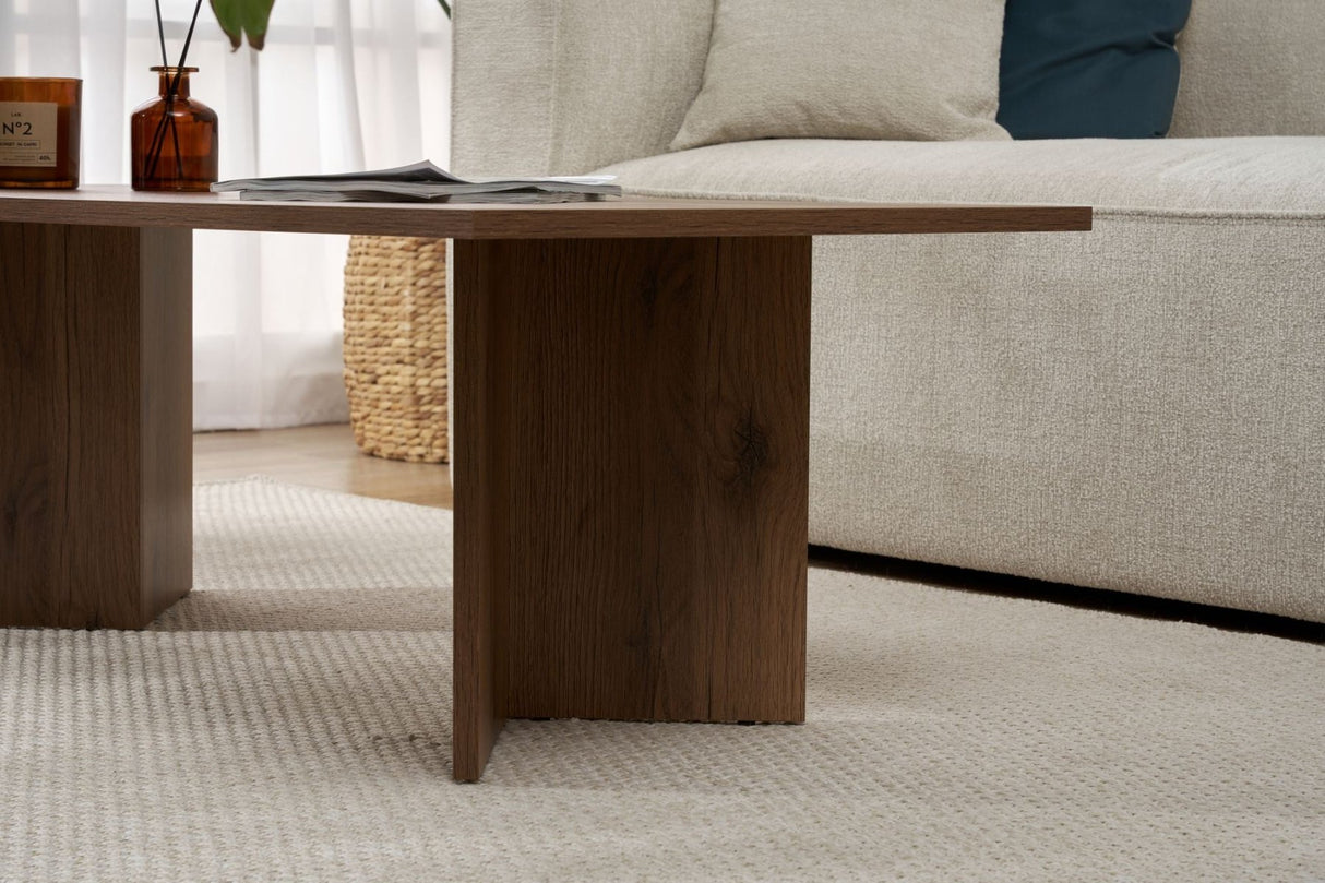 Salontafels - Rechthoekige salontafel walnoot melamine Sabin 119x60 cm - Dimehouse