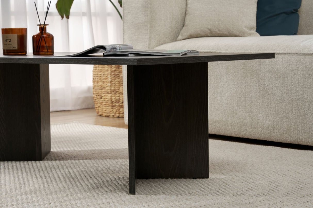 Salontafels - Rechthoekige salontafel zwart melamine Sabin 119x60 cm - Dimehouse