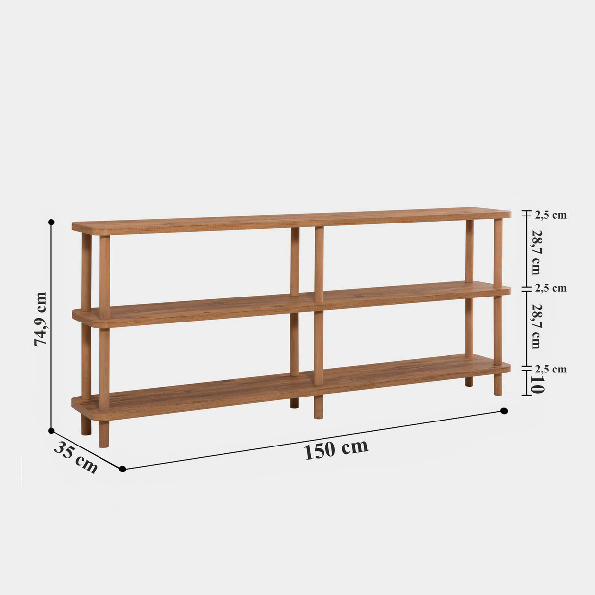 Wandkasten - Boekenkast Raca Atlantisch Dennenhout Melamine 150x74,9x35 cm - Dimehouse