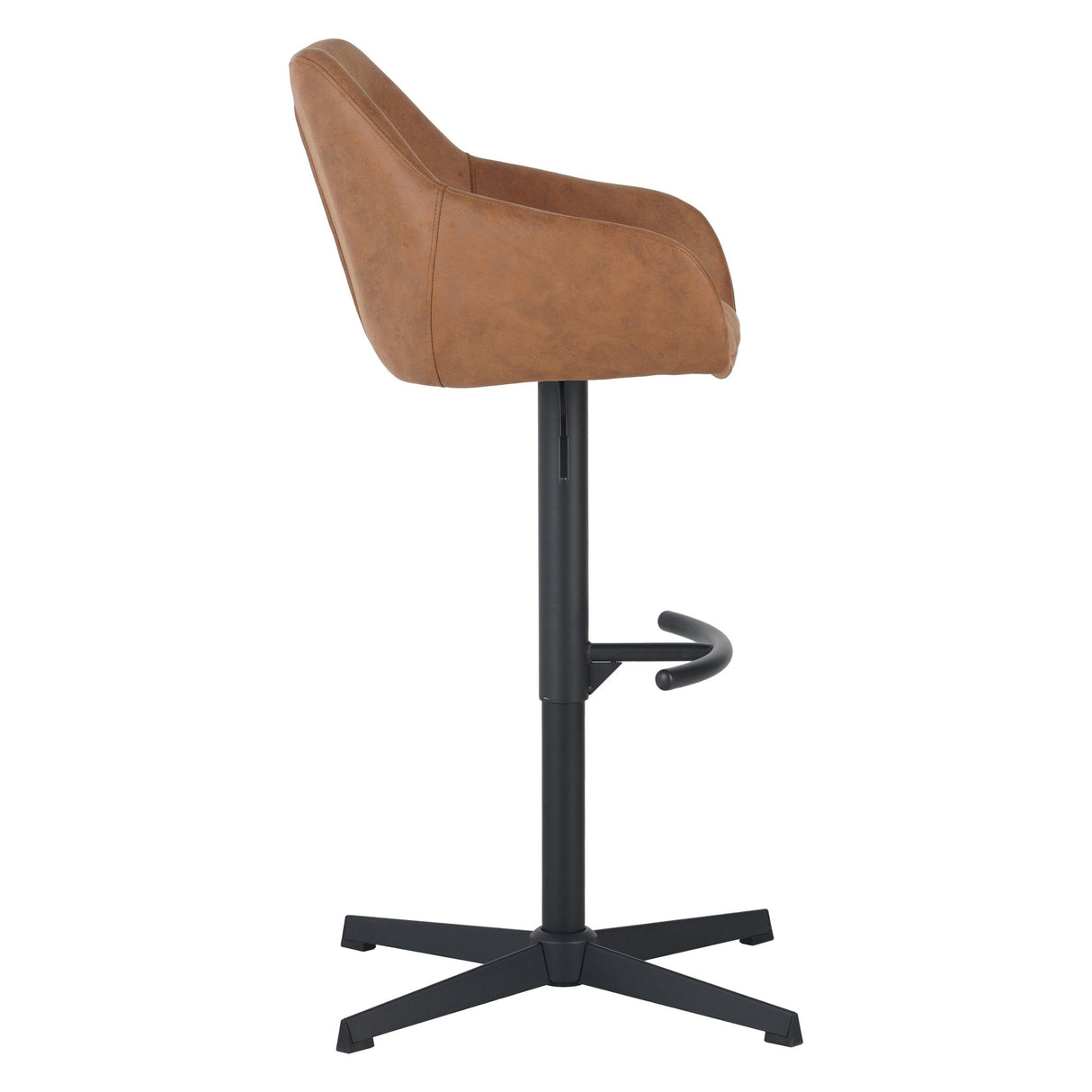 Barkrukken - Venom Barkruk Cognac Eco - leer - Verstelbare Draaibare Barstoel met Armleuning - Dimehouse