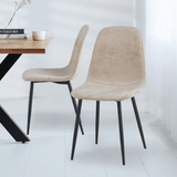 Eetkamerstoelen - Set van 4 Scandinavische Eetkamerstoelen Beige Chenille Stof Swift - Zonder Armleuningen - Dimehouse