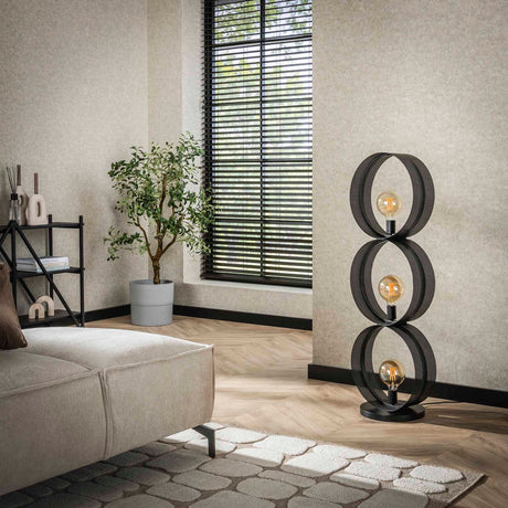 Vloerlampen - Vloerlamp Fons 3 - lichts ringen metaal zwart - Dimehouse