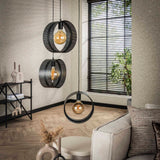 Hanglampen - Hanglamp Fons 3 - lichts getrapt ringen metaal zwart - Dimehouse
