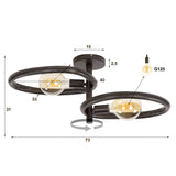 Plafondlampen - Plafondlamp Nova Duo 2 - lichts Zwart Metaal - Dimehouse