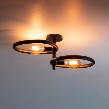 Plafondlampen - Plafondlamp Nova Duo 2 - lichts Zwart Metaal - Dimehouse