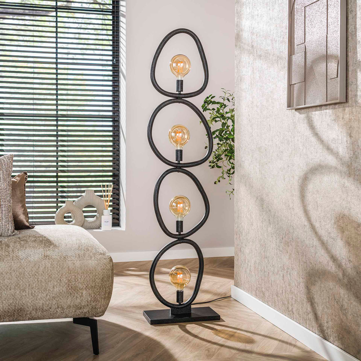Vloerlampen - Vloerlamp Orion 4 - lichts Zwart Metaal 165 cm - Dimehouse