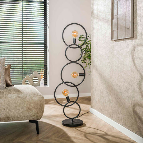 Vloerlampen - Zwarte vloerlamp 3 - lichts industrieel 140 cm - Dimehouse