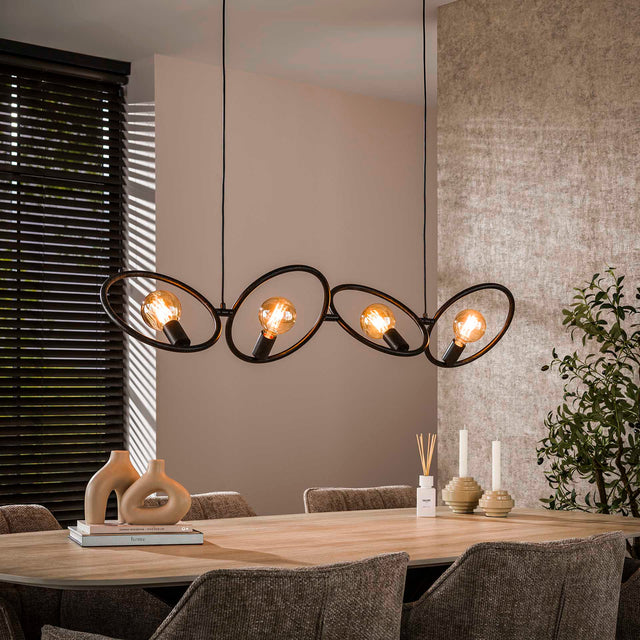 Hanglampen - Industriële hanglamp Liva 4 - lichts zwart metaal - Dimehouse