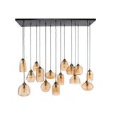 Hanglampen - Hanglamp Mali 15 - lichts geribbeld glas amberkleurig - Dimehouse