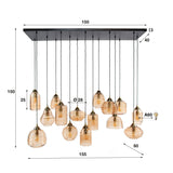Hanglampen - Hanglamp Mali 15 - lichts geribbeld glas amberkleurig - Dimehouse