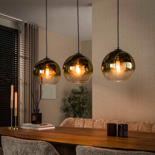 Hanglamp - Glazen hanglamp Juliette 3 - lichts goud glas - Dimehouse
