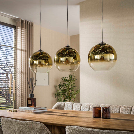 Hanglamp - Glazen hanglamp Juliette 3 - lichts goud glas - Dimehouse