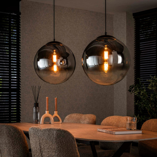 Hanglampen - Moderne Hanglamp Bol Rond Juliette 2 - lichts rookglas - Dimehouse