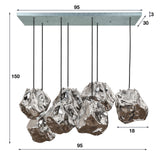 Hängelampe Rocks DH Innenraum verchromt LxBxH 104x55x36 Glas Weiß Fotogrößenangabe