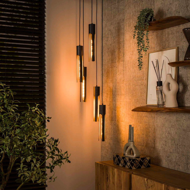 Hanglampen - Hanglamp Judy 5 - lichts getrapt zwart - Dimehouse