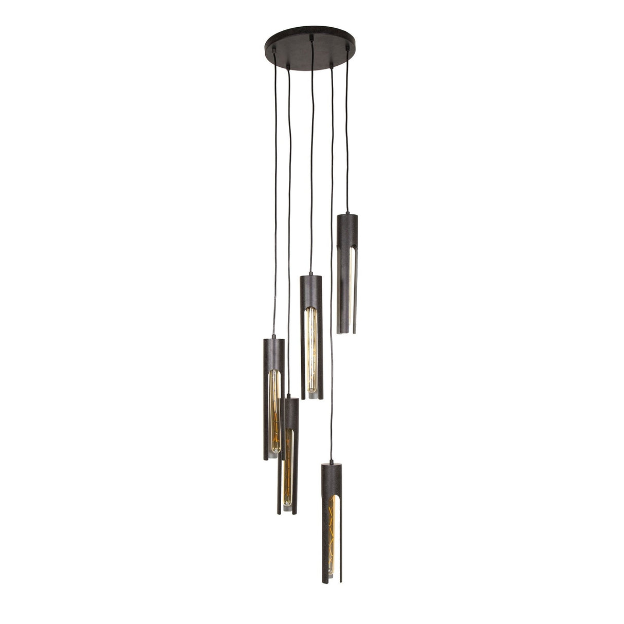 Hanglampen - Hanglamp Judy 5 - lichts getrapt zwart - Dimehouse