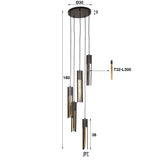Hanglampen - Hanglamp Judy 5 - lichts getrapt zwart - Dimehouse