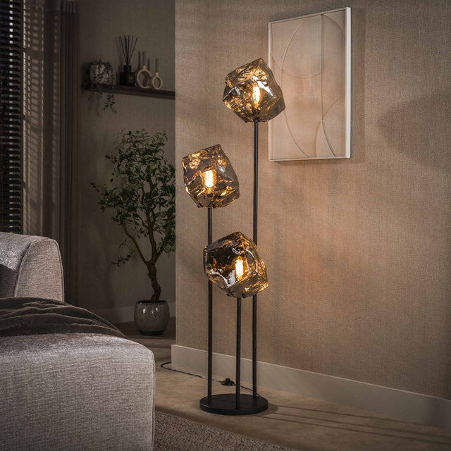 Vloerlamp - Vloerlamp 3 - lichts getrapt chroom glas Rocks - Dimehouse
