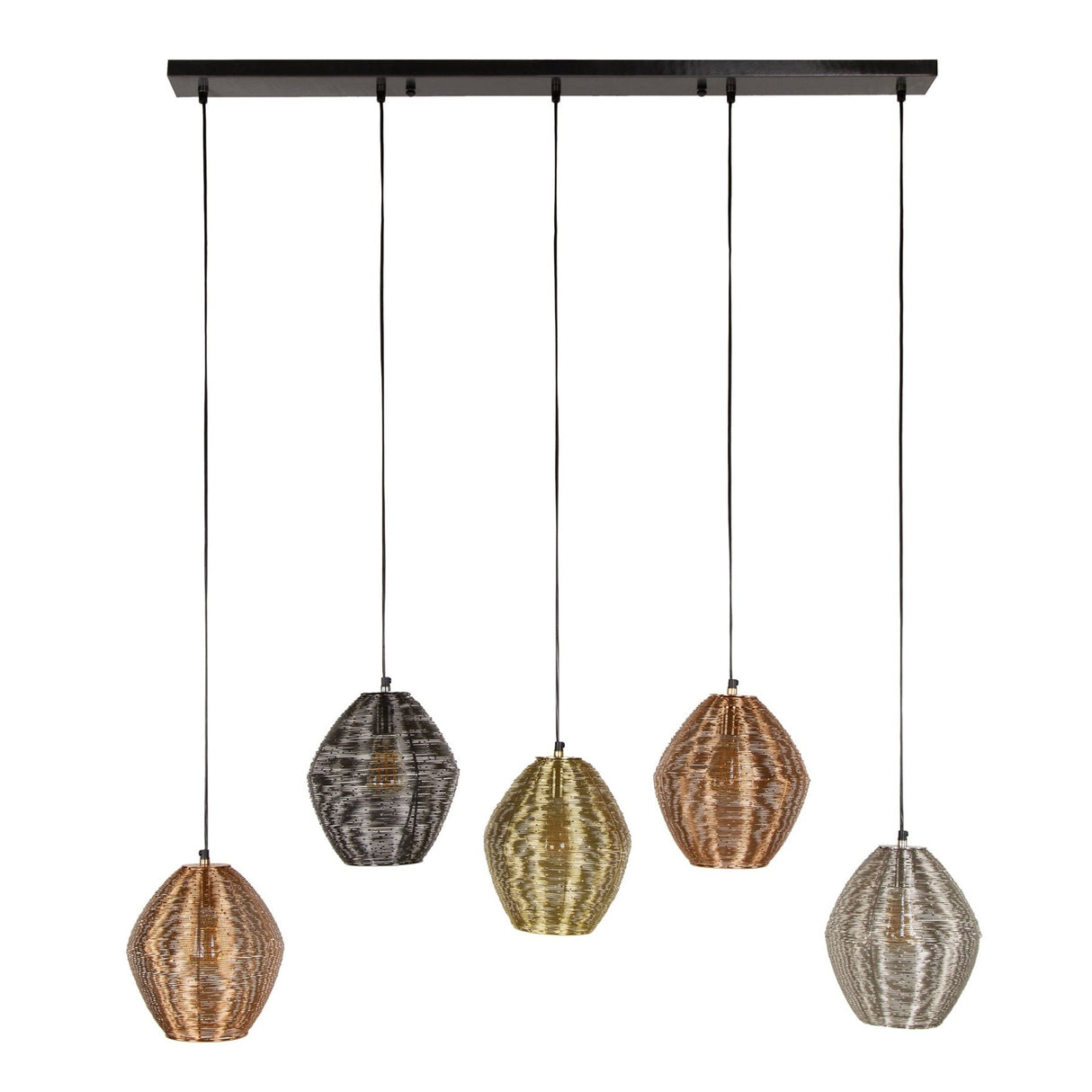 Hanglampen - Hanglamp Wez 5 - lichts gekleurd nikkel - Dimehouse