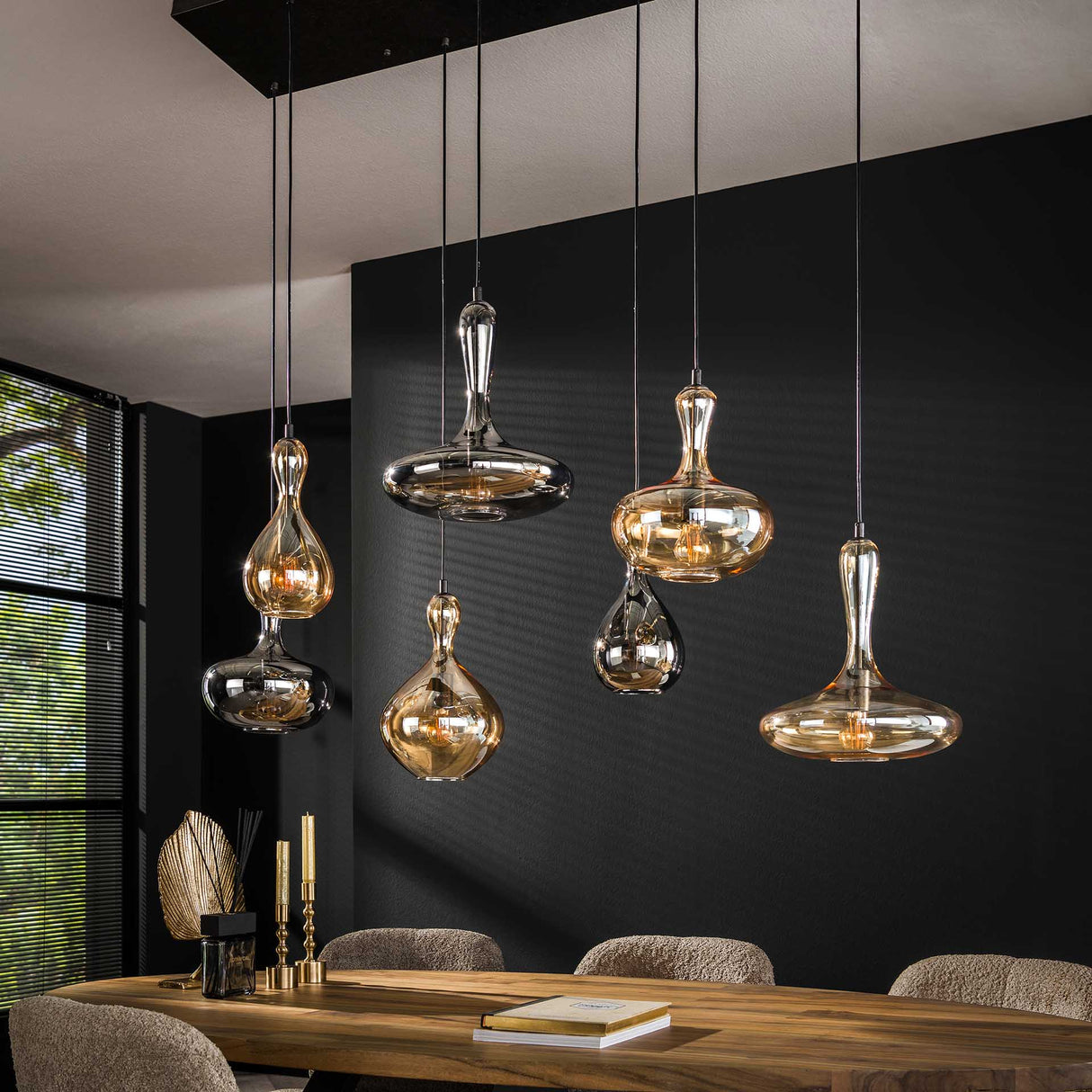 Hanglampen - Moderne Hanglamp Glas Getrapt Lessy 7 - Lichts Artic - Dimehouse