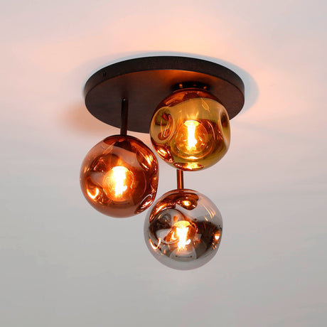 Plafondlampen - Plafondlamp Ada 3 - lichts Gekleurd Glas - Dimehouse
