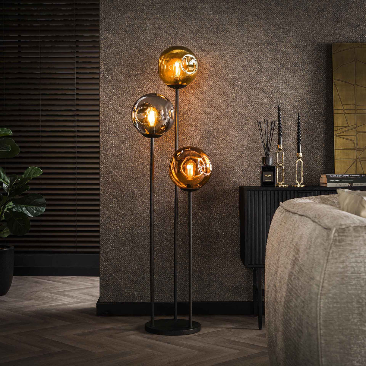 Vloerlampen - Vloerlamp Ada 3 - lichts Gekleurd Glas - Dimehouse