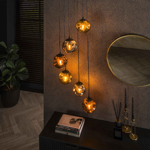 Hanglampen - Hanglamp Ada 6 - lichts getrapt gekleurd glas - Dimehouse