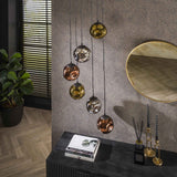 Hanglampen - Hanglamp Ada 6 - lichts getrapt gekleurd glas - Dimehouse