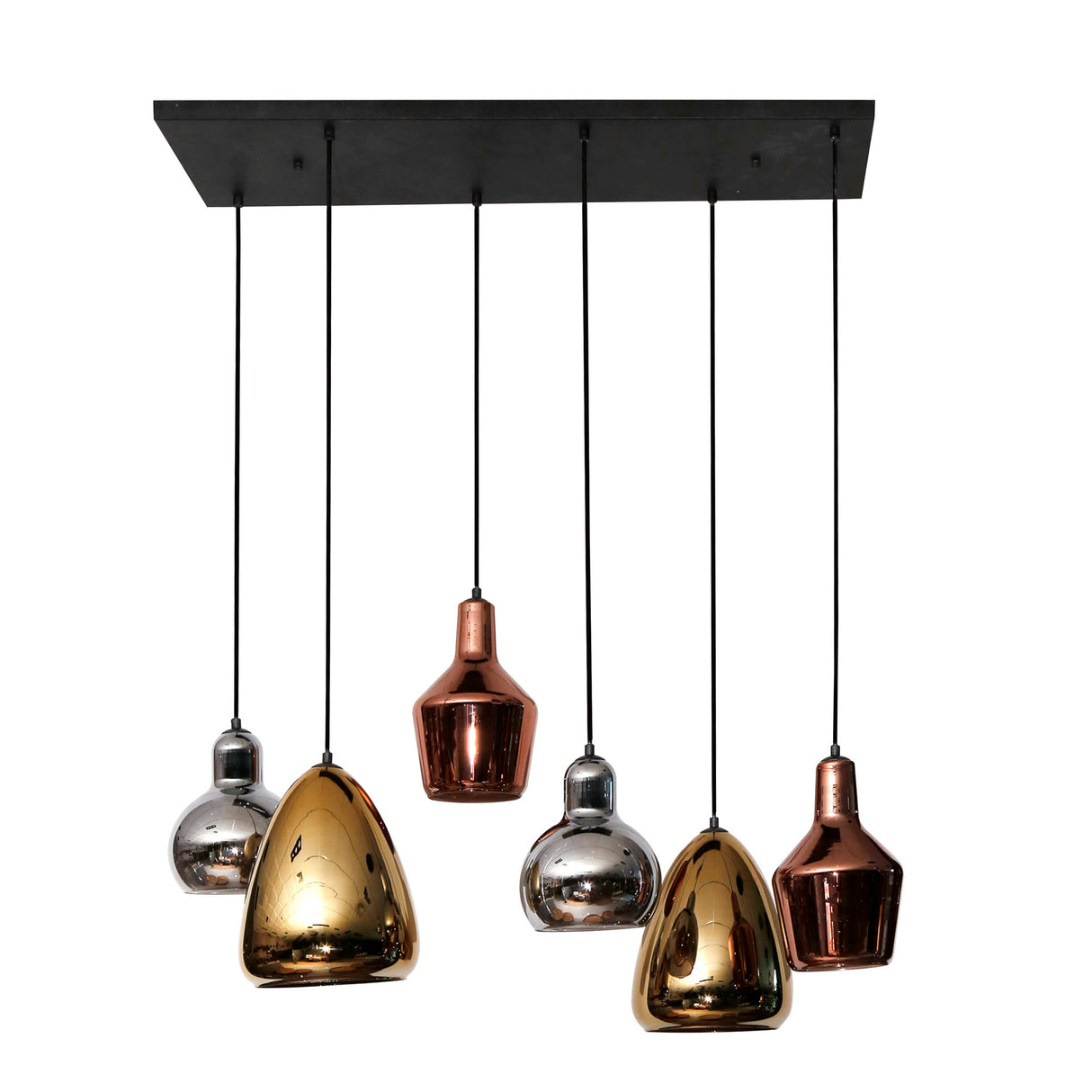 Hanglampen - Industriële Hanglamp Pam Gekleurd Glas Gemixt 6 - Lichts - Dimehouse