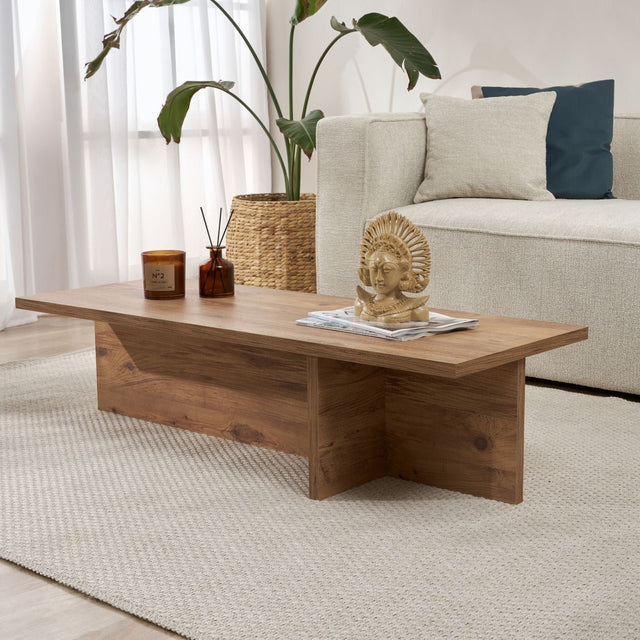 Salontafels - Rechthoekige salontafel dennenhout melamine - 120x45x30 cm - Portland - Dimehouse
