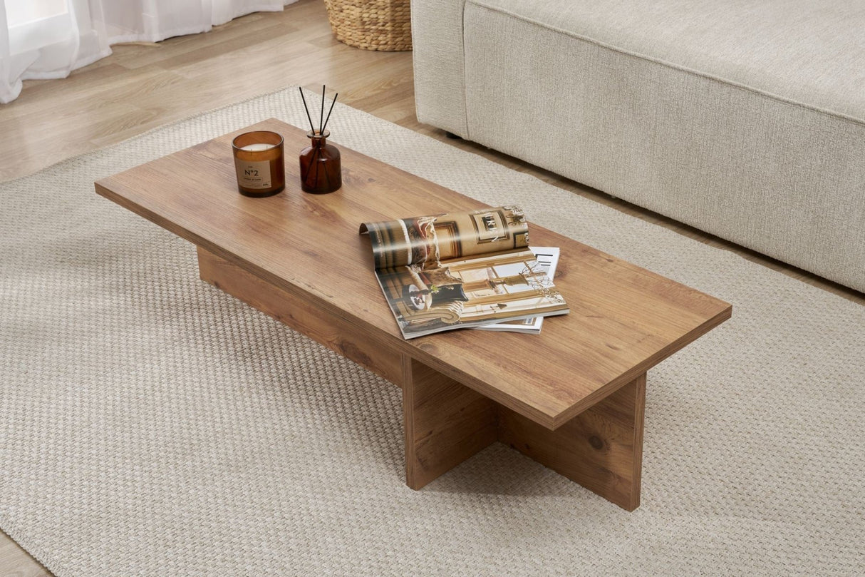 Salontafels - Rechthoekige salontafel dennenhout melamine - 120x45x30 cm - Portland - Dimehouse