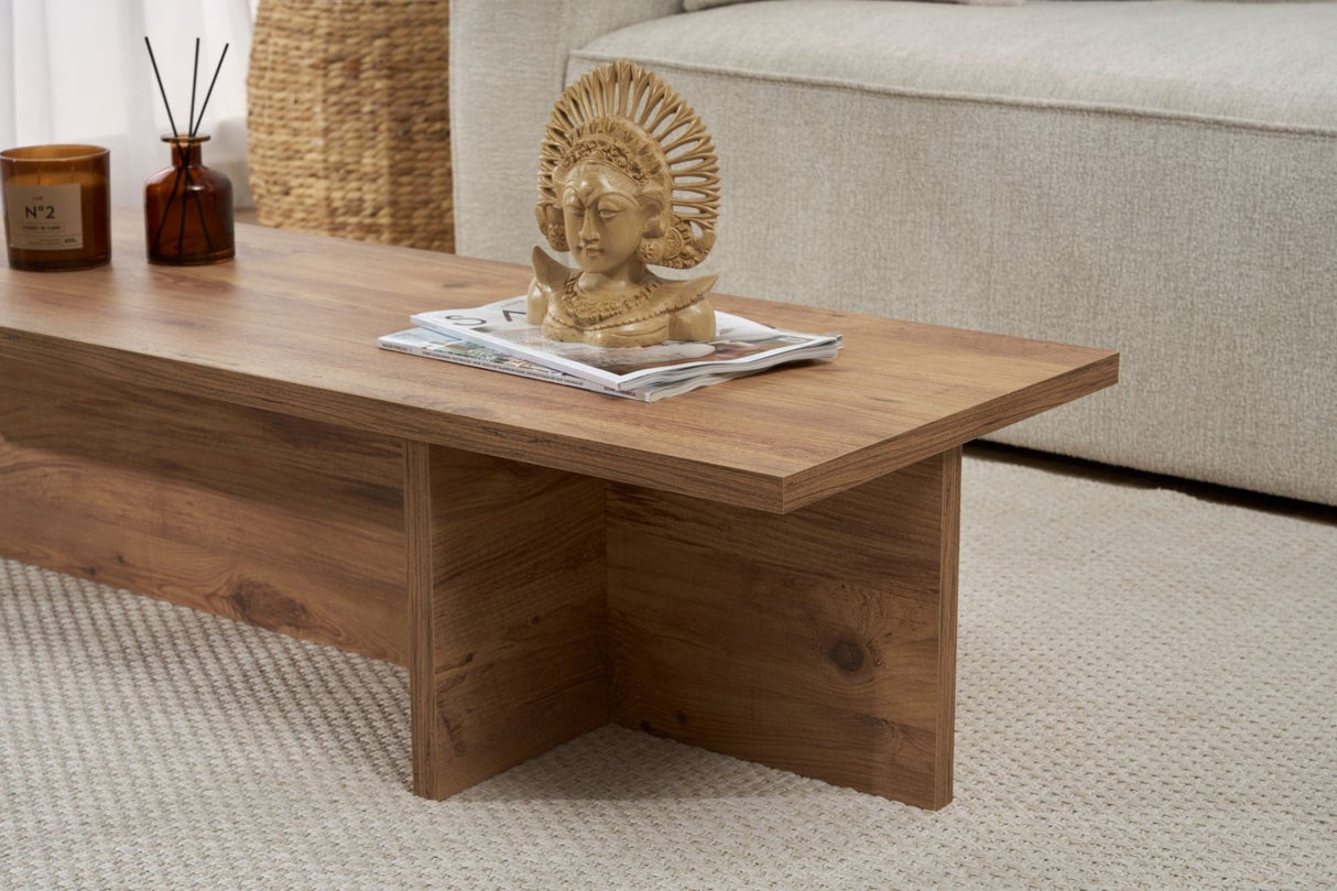 Salontafels - Rechthoekige salontafel dennenhout melamine - 120x45x30 cm - Portland - Dimehouse